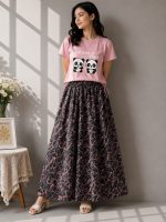 Linen Skirt and Tshirt Set