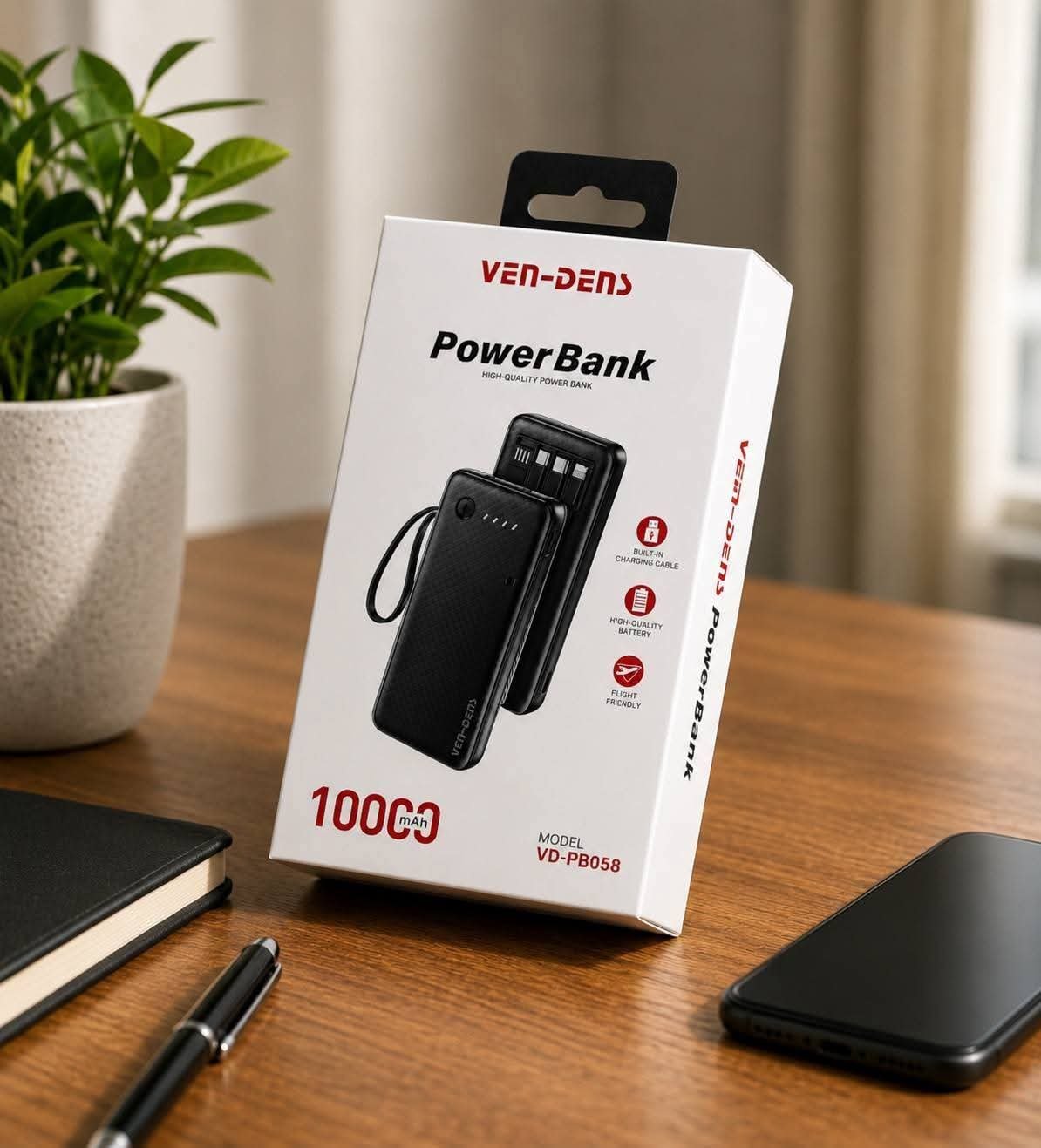 461190be-1738-4934-9711-137aff89175b_zBv3diDZ VEN-DENS 10000mAh Power Bank (Model: VD-PB058) - Image 1