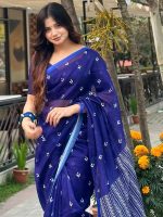 Chanderi silk sharee with blause pcs - Image 2