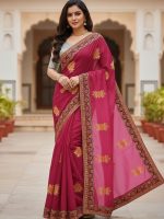 Premium Embroidery Semi Moslin Sharee - Image 5