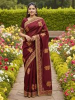 Premium Embroidery Semi Moslin Sharee - Image 2