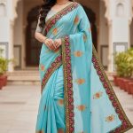 Premium Embroidery Semi Moslin Sharee