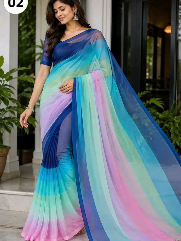 mm06 Rongdhonu Georgette saree - Image 1