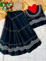 Georgette Embroidery Sharee with Blouse Piece - Image 2