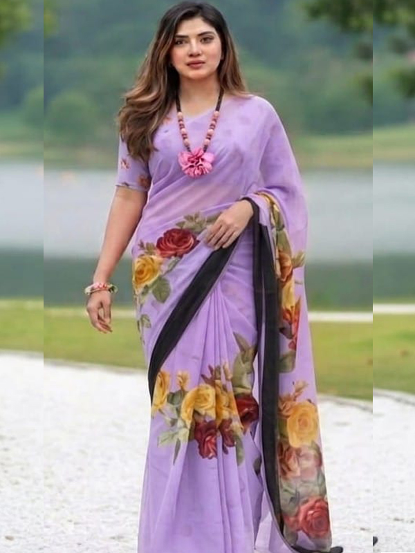 ps3 Rongdhonu Georgette saree - Image 1