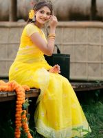 Half Silk Lace Work Saree - Image 2