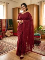 Embroidery Premium Half Silk Sharee - Image 4